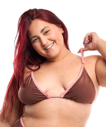 Top Clavel choco y rosa